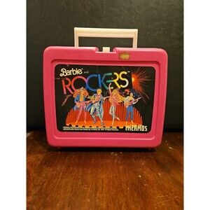 Vintage 1987 Barbie And Rockers Pink Lunchbox Mattel No Thermos * Great Shape *